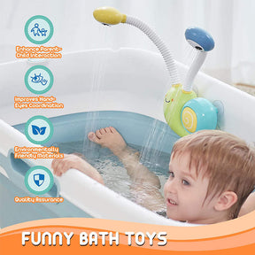 Toddler Bath Toys Electric Shower Snail Double Sprinkler for 18M and up-Battery/Green