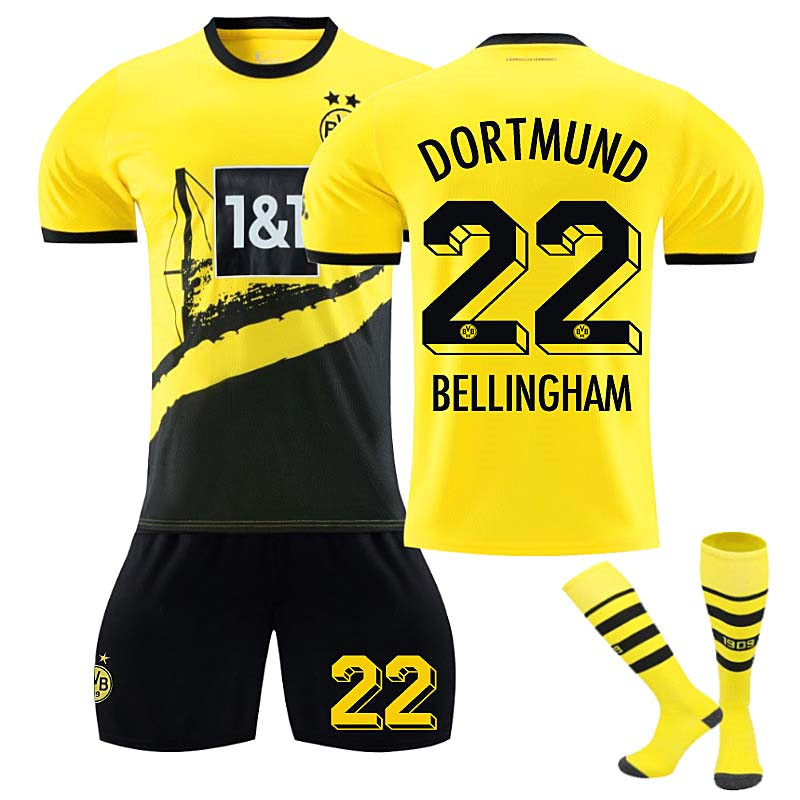 Dortmund Home Jersey BELLINGHAM #22 Soccer Jersey Kids Adult 3-Pieces Jersey Kits