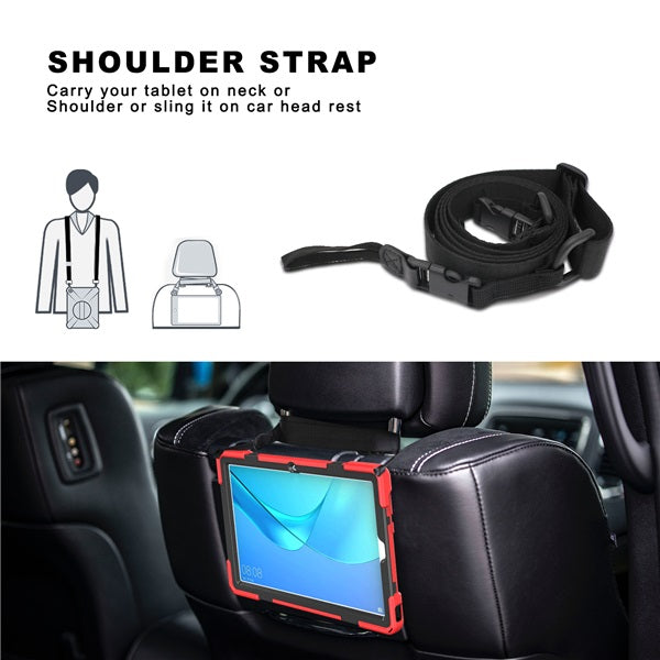 OnePiece Tablet Case Anti-fall Protective Cover Bulit-in Kickstand/Hand+Neck Strap For Huawei MatePad Pro 5G 10.8inch 2020-Red