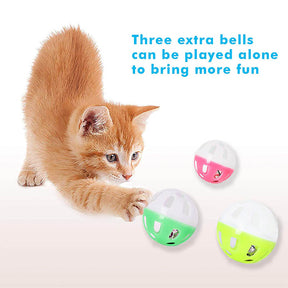 Cat Toy Roller 3-Level Turntable with Six Colorful Balls Interactive Puzzle Kitten Toys-Blue