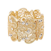 Womens Vintage Filigree Cuff Bangle Bracelet-Gold