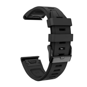 Silicone Replacement Band 20mm Quick Release Easy Fit For Garmin Fenix 5S/5S Plus/6S/6S Pro Smartwatch Black Steel Buckle-Black