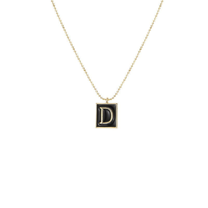 English Letters Oil Drop Pendant Necklace As Gift For Men Women-D