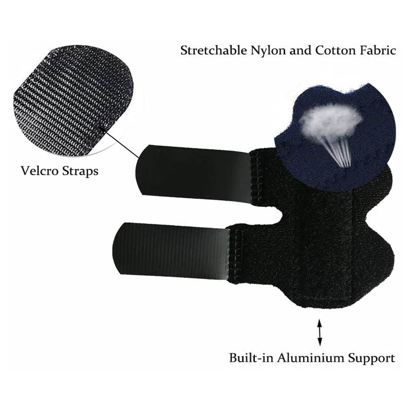 Breathable Finger Splint Built-in Aluminum Support for Pain Relief Knuckle Fixation-Black