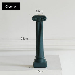 4 Pcs Retro Candle Holder Nordic Roman Column Aroma Candle Base for Festival Home Decor Ornament-Green