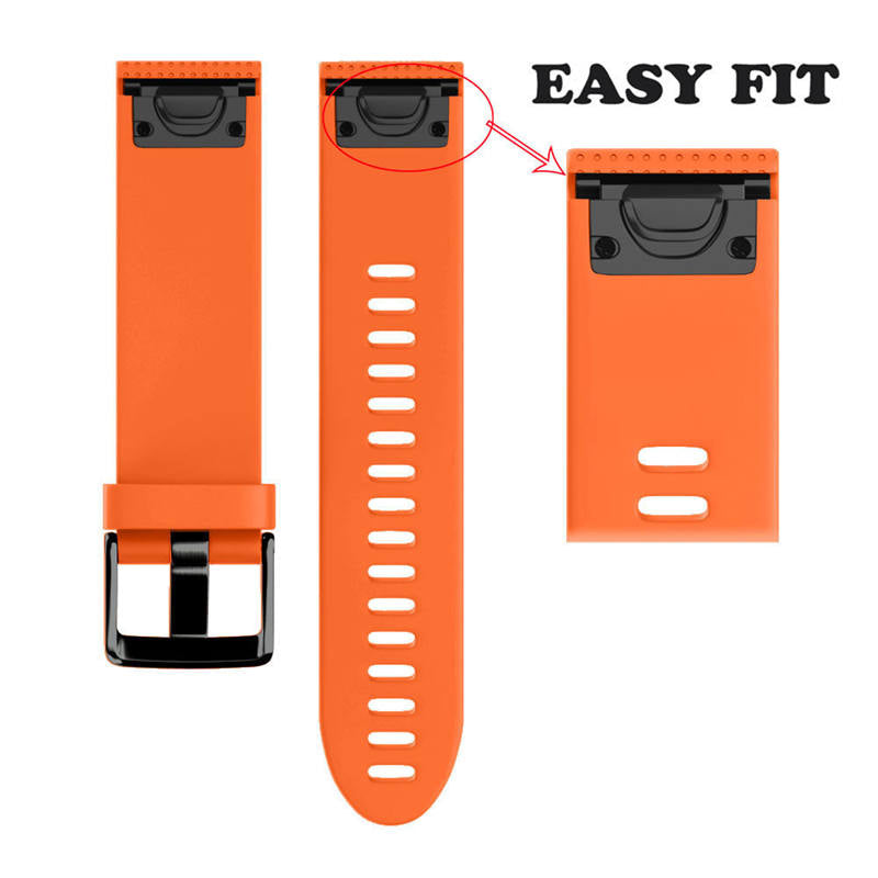 Watch Band For Garmin Fenix  Fenix 5S/ 5S Plus/6S/ 6S Pro Soft Silicone 20mm Replacement Strap Black Steel Buckle-Orange