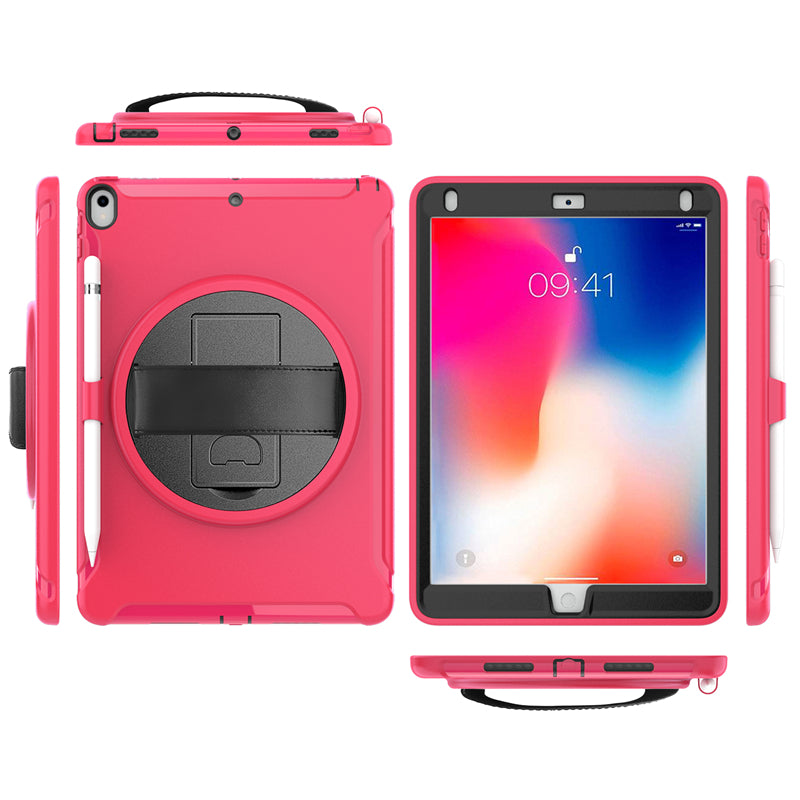 Spider Man 3-Layer Multi-Function Case With Pencil Holder For iPad Air 3/iPad Pro 10.5-Rose Red