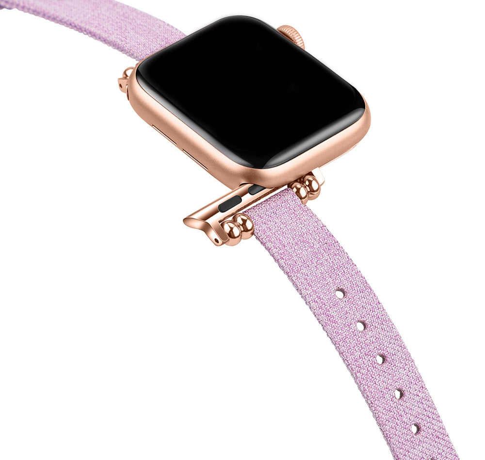 Slim Canvas Watch Band With Positioning Beads For Apple Watch SE/6/5/4/3/2/1(Light Purple)