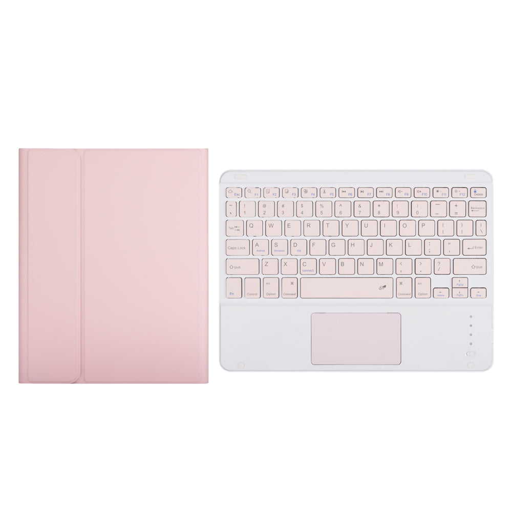 Keyboard Case For iPad with Touchpad Ultra Thin Silent With Numeric Bluetooth Wireless Keyboard Pen Slot-Pink