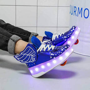 Kids LED Light Up Shoes High top Dancing Sneakers for Boys Girls-Blue