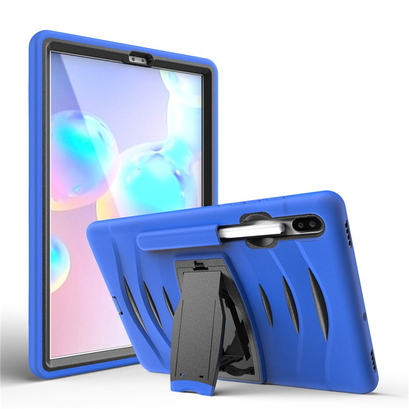 Shock Wave Kickstand Case Anti-Fall Protection With Pencil Holder For Samsung Tab S6 10.5inch T860/T865/T867(2019)-Blue