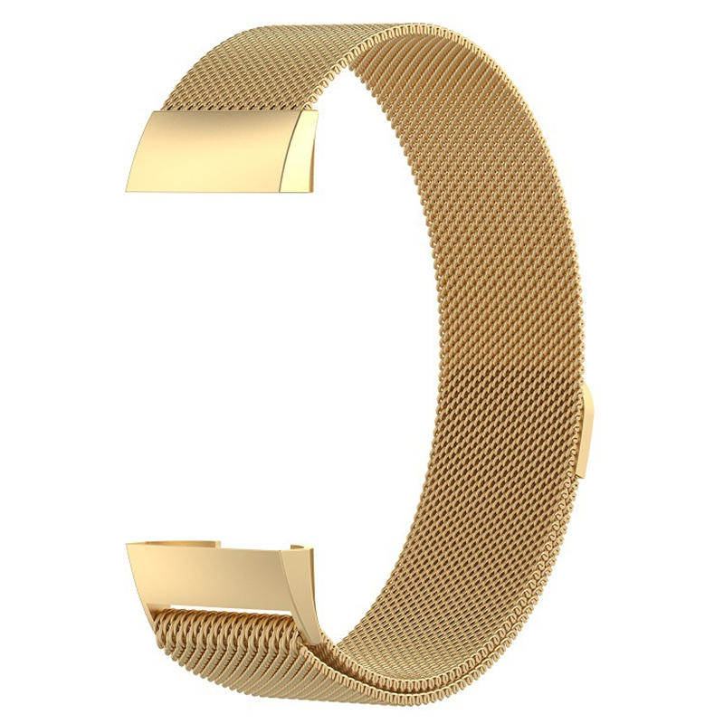 For Fitbit Charge 3 Wristband Milanese Replacement Stainless Steel Watch Band-Gold