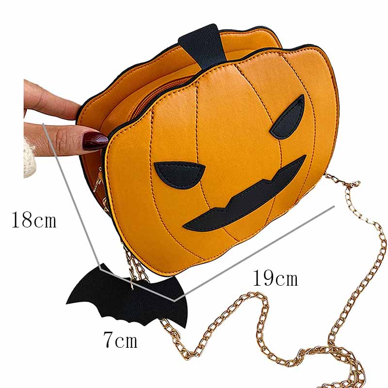 Women Pumpkin Shoulder Bag Devil Crossbody Halloween Handbags-Brown