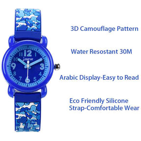 Kids Silicone Camouflage Watches 3D Cartoon Military Watches-Blue
