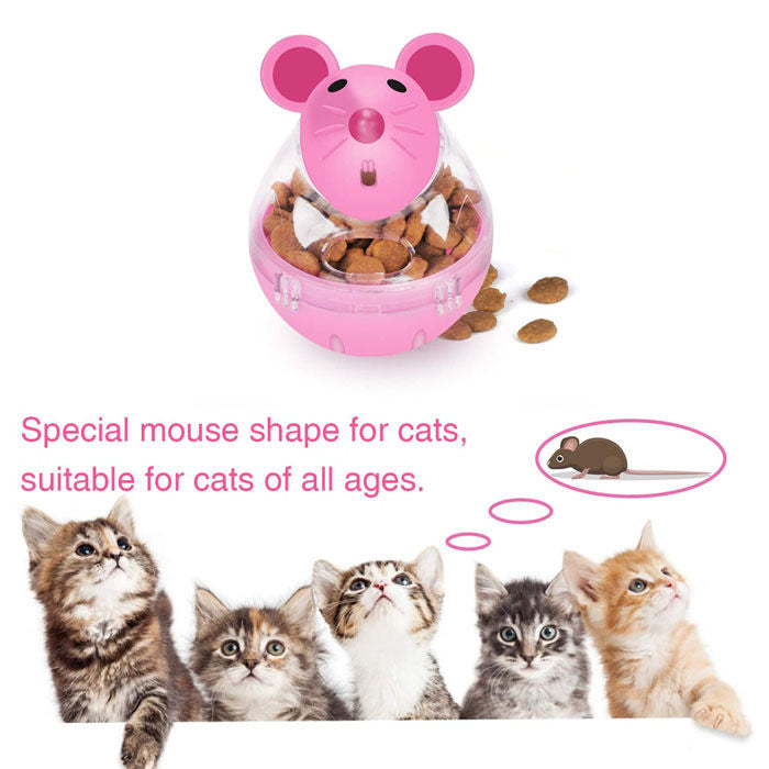 Small Cat Slow Feeder Cat Food Ball Mice Tumbler Shaped Pet Treat Ball-Pink