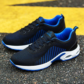 Mens Walking Shoes Lightweight Air Cushion Running Jogging Sneakers-Black Blue