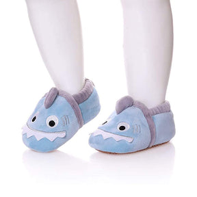 Toddler Baby Boys Girls Cute Shark Shoes Soft Anti-slip Winter Slippers-Blue