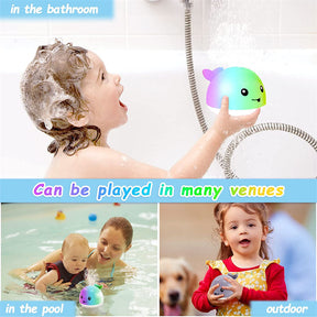 Baby Bath Toys Whale Light Up Sprinkler Bathtub Toys for Boys Girls-White