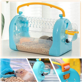 Portable Carrier Hamster Case Cage with Strap and Water Bottle-BeltOrange