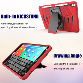 Shock Wave Kickstand Case Anti-Fall Protection With Pencil Holder For 10.5inch iPad Air3/iPad Pro10.5-Red