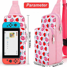 Shoulder Bag Travel Case for Nintendo Switch & Switch Lite-Strawberry