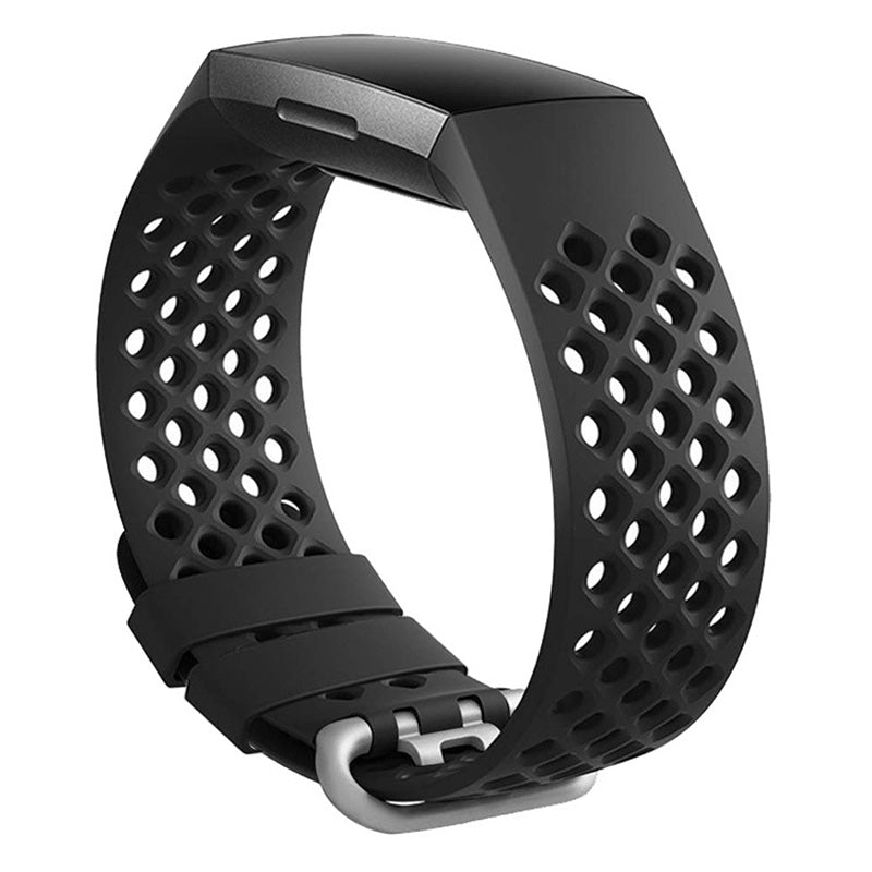 DDK Silicone Watch Band Adjustable Wristband Replacement Sport Strap For Fitbit Charge 3/Fitbit Charge 4 For Women-Black