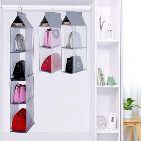 2 Pcs Hanging Handbag Organizer Detachable for Closet Space Saving-Grey