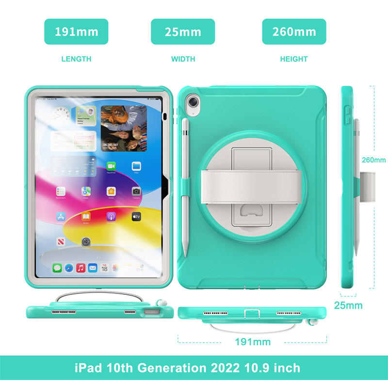 Tablet Case with 360¡ã Kickstand/Hand Strap Shockproof-MintGreen