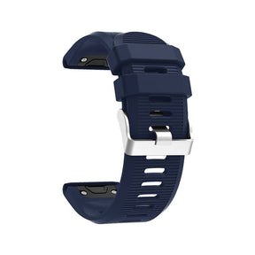 26mm Strap For Garmin Fenix 5X/5X Plus/3/3 HR/6X/6X Pro Watchband Quick Release Easy Fit Silicone Bands Silver Buckle-Midnight Blue