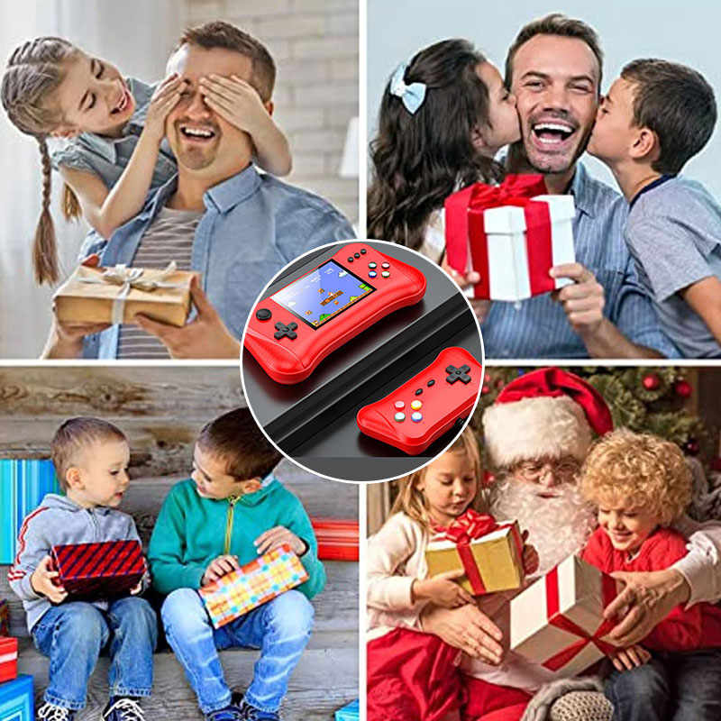 3.5 in Color Screen Dual Handheld Game Console 500 Classic Games Support TV Connection -Red