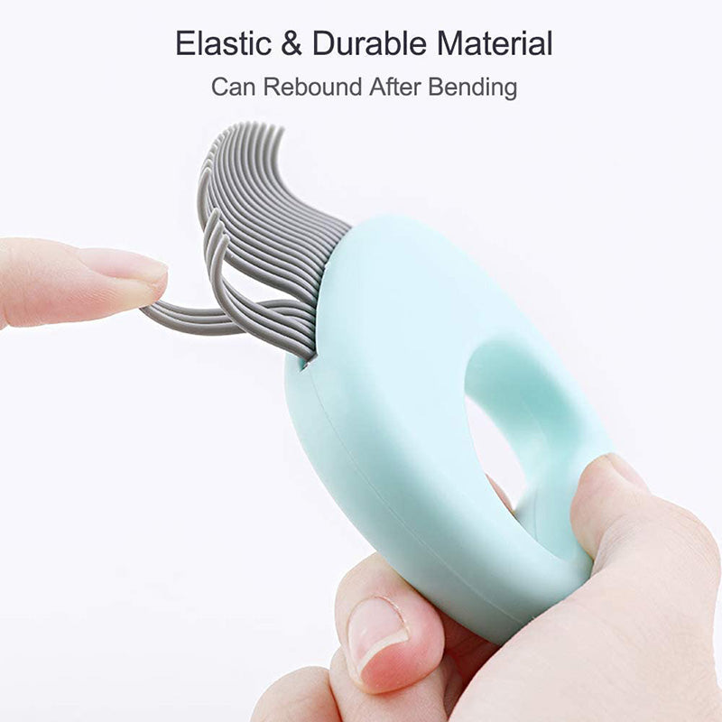 Pet Hair Removal Massaging Shell Comb Soft Deshedding Brush for Long and Short Hair Puppy Bunny-Blue