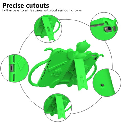 Monkey iPad Case Cartoon Kids Anti-fall Protective Cover Bulit-in Kickstand Pencil Holder For iPad Pro 10.5inch/iPad Air 10.5inch-Green