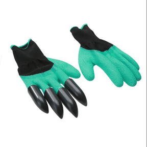 Garden Waterproof Gloves with Hand Sturdy Claws for Digging Weeding Seeding Poking Planting -Green