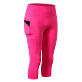 Adore Women Yoga Pants With Pockets High Waist Running Fitness Leggings Sports Quick Drying Tight Pants 92303-Rose Red