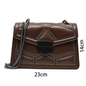 Small Shoulder Chain Bag Ladies Square Crossbody Bag-Coffee