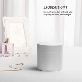 Home & LivingJewelry Storage Box 4-Layer Rotatable Jewelry Accessory Organizer Tray with Lid for Rings Bracelets -White