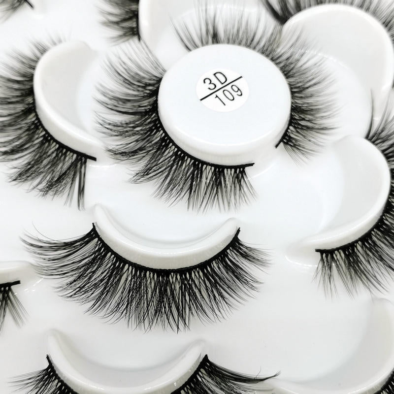 10 Pairs 3D False Eyelashes Reusable Wispy Cat Eye Natural Look Lashes-109