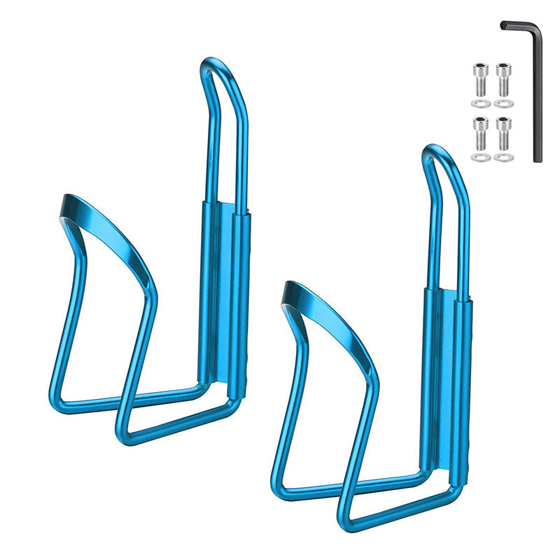 2 Pieces Light Aluminum Alloy Bicycle Outdoor Activity Bottle Cage Drilled Holes Required-Blue