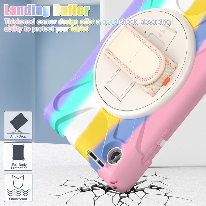 Tablet Case Heavy Duty with Swivel Stand for Lenovo Tab M8 4th Gen-ColorfulPink