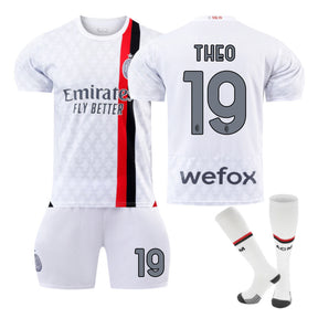 AC Milan Away Jersey THEO #19 Soccer Jersey Kids Adult 3-Pieces Jersey Kits