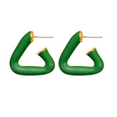 Triangle Hoop Earrings Geometric Simple Earrings-Green