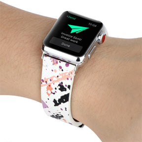 Graffiti Painted PU Leather Watch Band Microfiber Design For Apple Watch SE/6/5/4/3/2/1(Graffiti4)