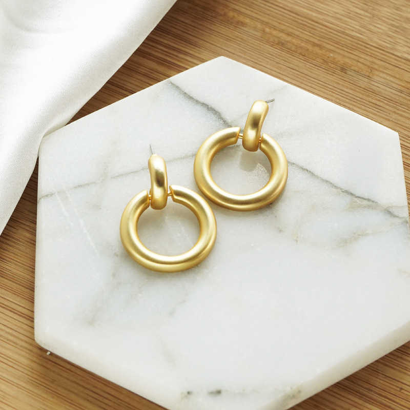 Trendy Circle Drop Earrings Polished Hoop Stud Earrings for Womens