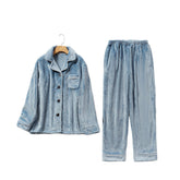 Thicken Warm Flannel Pajamas Set Homewear-Haze Blue