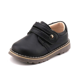 Toddler Boys Leather Loafers British Style Comfort Oxford Dress Shoes-Black