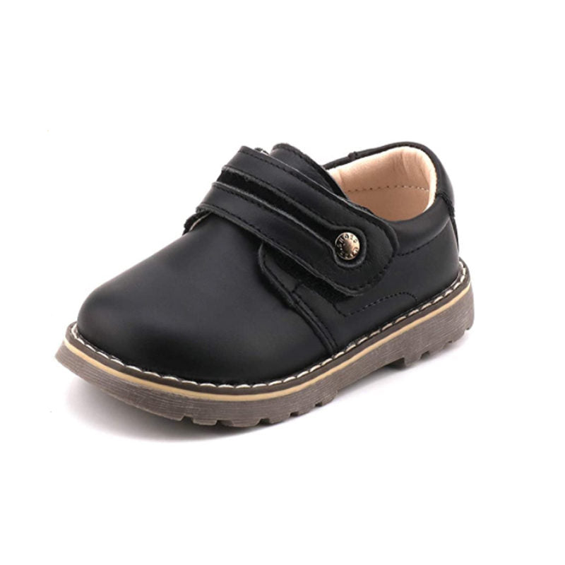 Toddler Boys Leather Loafers British Style Comfort Oxford Dress Shoes-Black