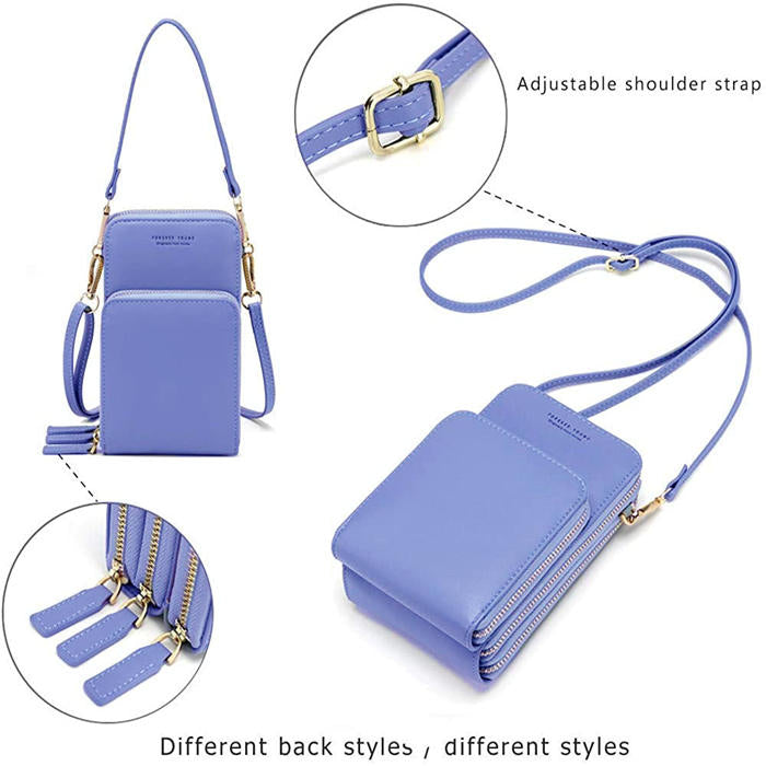 Crossbody Phone Bag for Women Small Shoulder Bag Cell Phone Wallet Purses and Handbags with 14 Credit Card Slots-Blue