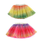 2 Pack Baby Girls Rainbow Skirt 4-Layer Tulle Princess Ballet Dress-Yellow Red