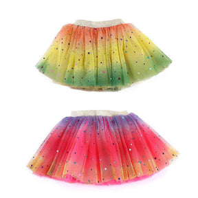 2 Pack Baby Girls Rainbow Skirt 4-Layer Tulle Princess Ballet Dress-Yellow Red