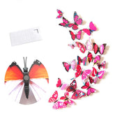 3D Vivid Butterfly Wall Stickers Fridge Magnet Decoration for Room Background-H003 RoseRed